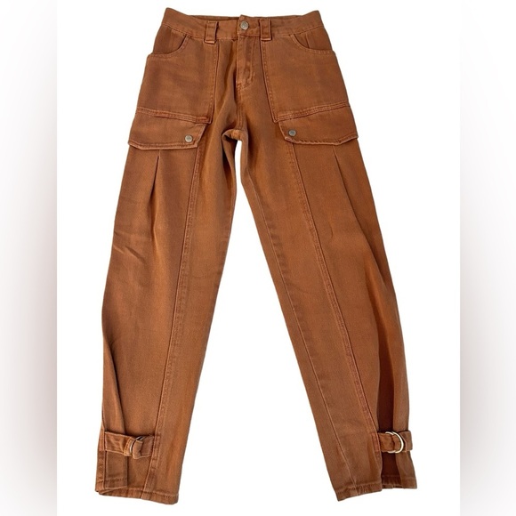 Forever 21 NWT Women’s Cargo Pants Ankle Length With Buckle Copper Size Small - Picture 1 of 10